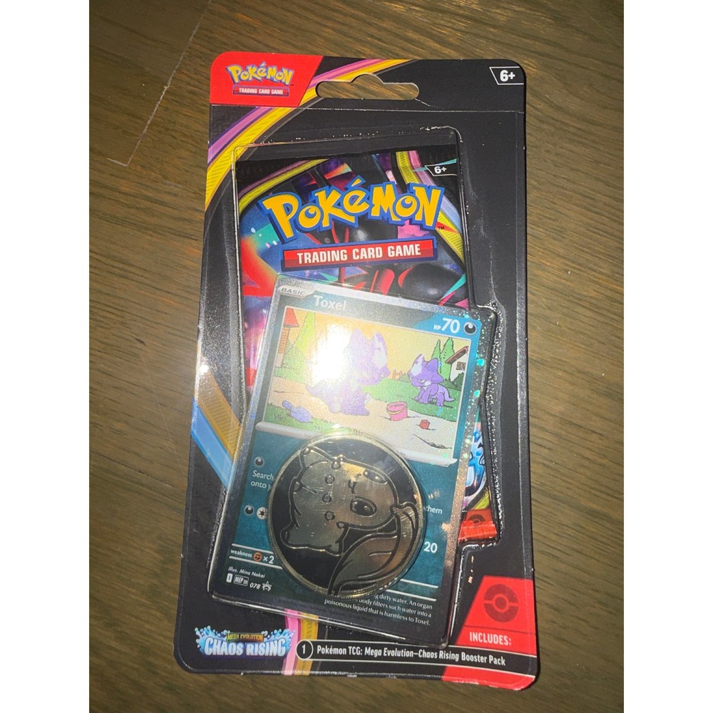 Pokemon TCG Mega Evolution Chaos Rising Blister Pack Toxel Promo Coin Sealed